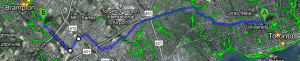 Map: An overview of the route I biked home
