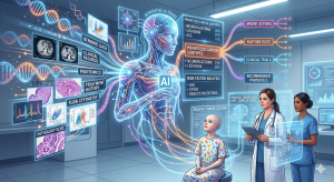 A representation of a generative ai triaging a child's difficult cancer case.
